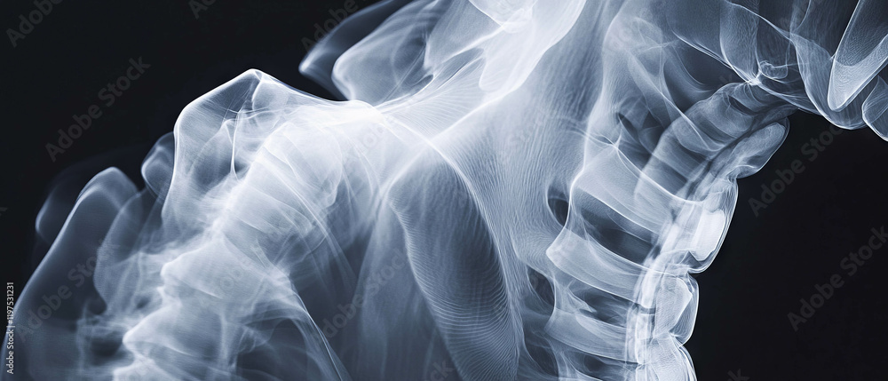 Poster x-ray texture of layered bone structure showcasing complex dimensional effects