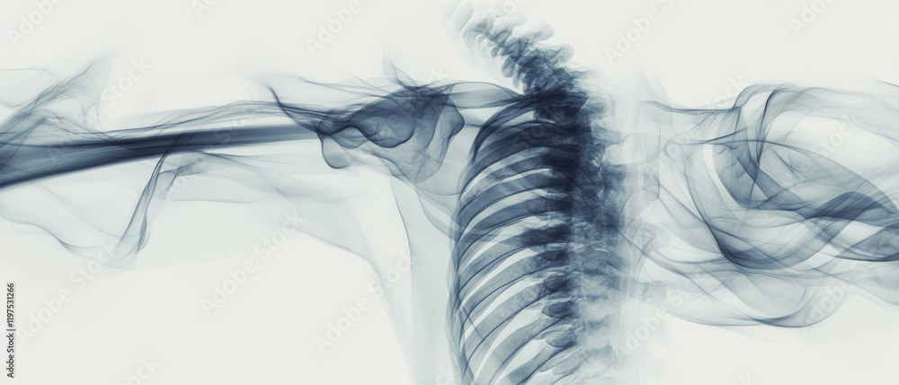 Aufkleber x-ray texture conveys lightness and ethereal quality of skeletal structure