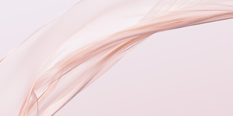 Abstract 3d rendering background beige fabric texture. Soft and gentle flowing veil for beauty or luxury themed projects