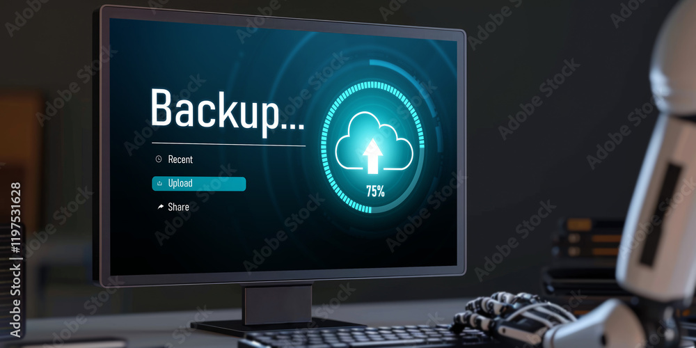 Poster backup storage data internet technology business concept. database storage cloud technology file dat