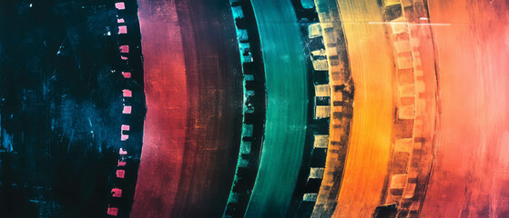 Grunge texture overlay resembling old film surface with color shifts on black background