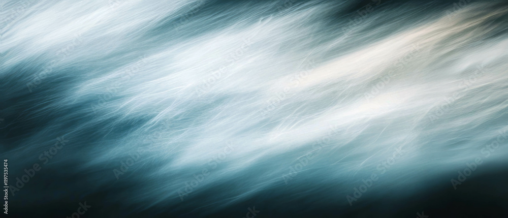 Poster clouds create motion texture with long exposure and blurred streaks against a dark background