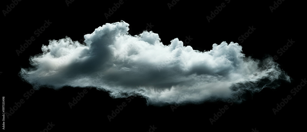 Poster moving clouds in long exposure creating an abstract texture on a black background
