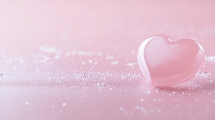 Obraz premium A charming pink heart rests gracefully on a soft pink surface, radiating love and warmth, perfect for celebrating Valentine's Day.