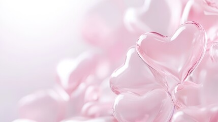 Fototapeta premium A whimsical scene unfolds as pink hearts scatter across a table, radiating love and joy, perfect for celebrating the enchantment of Valentine's Day.