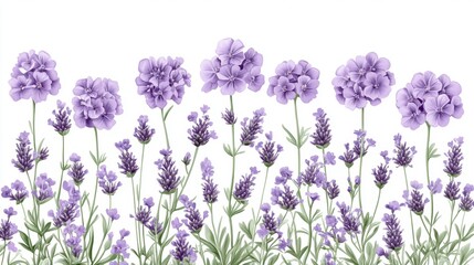 Obraz premium Vibrant Floral Landscape with Purple Flowers and Lavender Plants