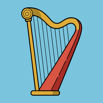 cartoon harp red gold blue background clip art preview