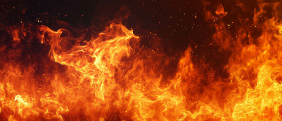 Fototapeta premium Overlay texture of vibrant fire element for design and compositing on a black background
