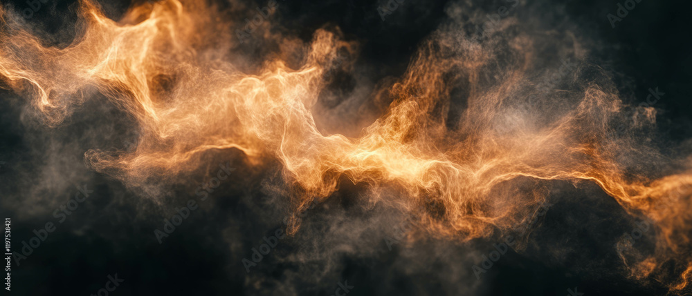 Poster realistic fire texture overlay with dynamic simulation on black background