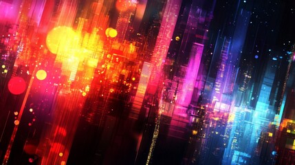 Fototapeta premium Abstract Cyberpunk Cityscape: Neon Glow and Digital Architecture