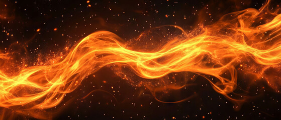 Dynamic fire sparks flying against a black background creating a striking visual effect