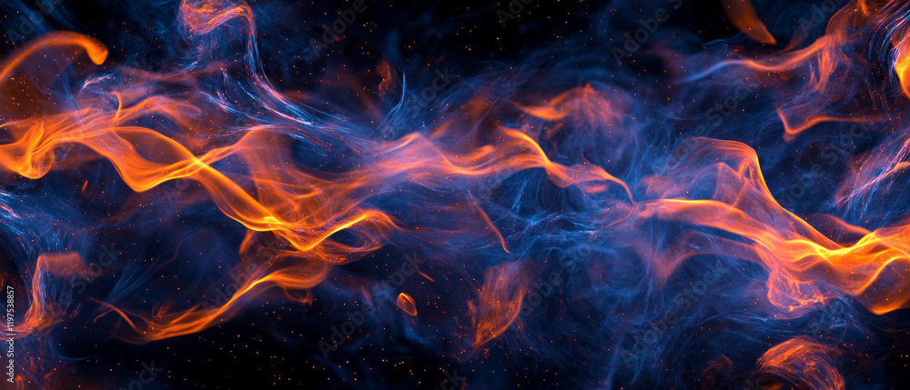 Poster dynamic fire trails illuminate the darkness in smooth, flowing patterns