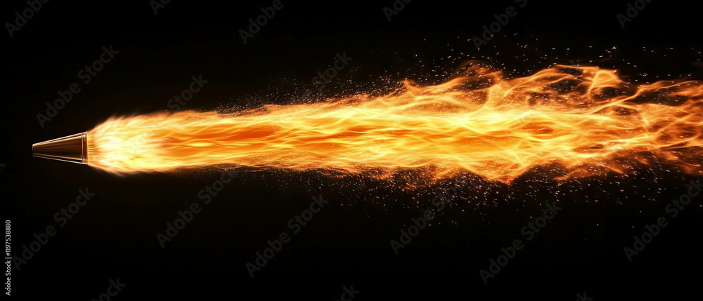 Poster Fire trail texture on black background creating a smooth and flowing light display