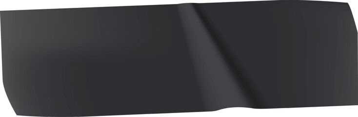 Black adhesive tape folded diagonally, casting a realistic shadow on a clean white background, enhancing graphic design projects with its versatile texture and minimalistic style
