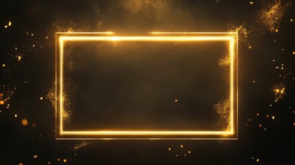 Obraz premium Golden Frame with Sparkling Dust Background - Elegant Graphic Design