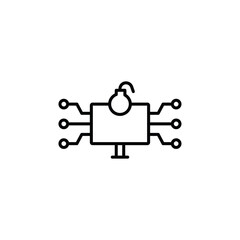 Cyber attack icon Flat fill set collection