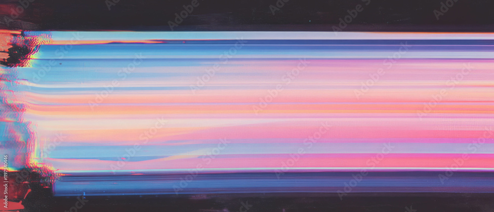 Poster glitch effect overlay texture creating fragmented data and distorted visuals in digital art