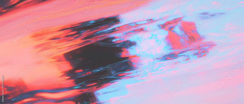 Poster creating a digital aesthetic with glitch effects that evoke a feeling of fragmentation