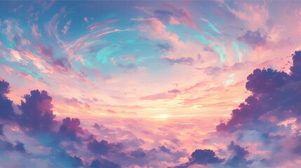 Dreamlike Swirling Clouds at Sunset