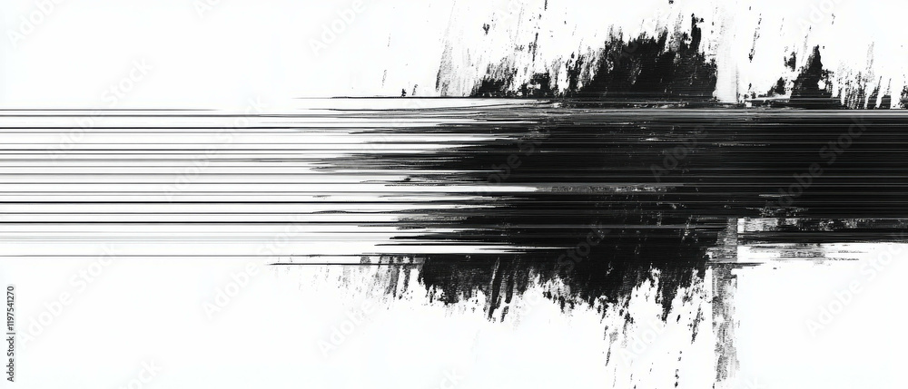 Poster distorted digital texture with glitch effect creating horizontal striped lines