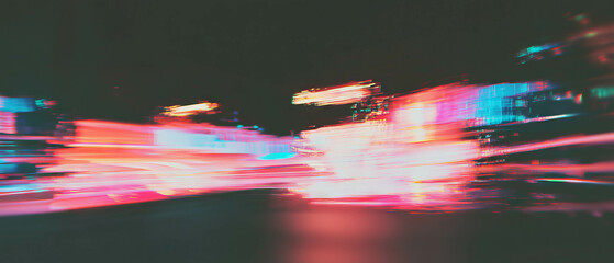 Glitch effect overlay texture featuring vibrant colors against a dark backdrop