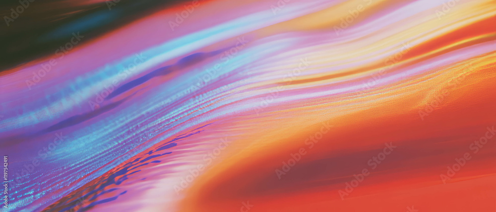 Poster glitch effect overlay creates vibrant distorted color channels in an abstract design