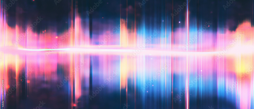 Poster vibrant glitch effect with rgb shift creating a distorted visual experience
