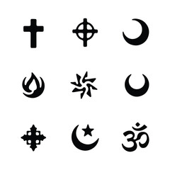 Obraz premium Religious symbols black and white icons set 