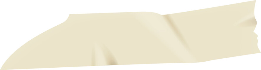 Beige adhesive tape featuring torn and wrinkled edges, isolated against a white background, offers a realistic and textured design element perfect for various creative projects