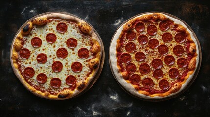 Two Different Styles of Pepperoni Pizza on Wooden Boards