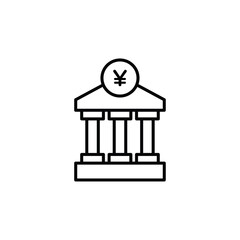Japanese bank icon Flat fill set collection