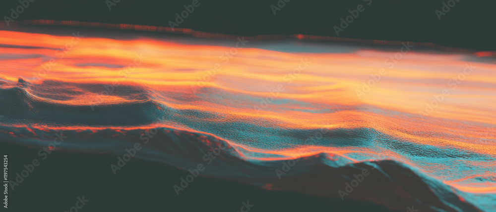 Poster exploration of digital abstraction through glitch texture patterns and distorted elements