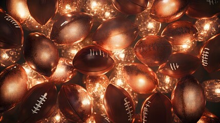 Glowing Copper American Footballs Background Image