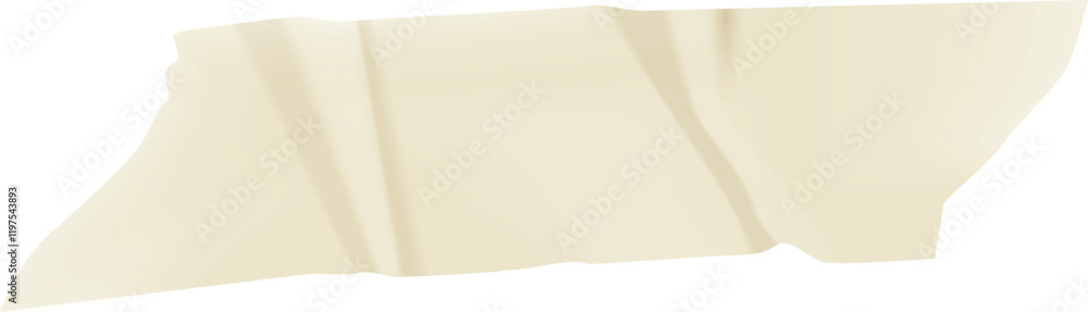 Poster beige sheet of paper folded several times, creating an abstract shape with soft shadows and highligh