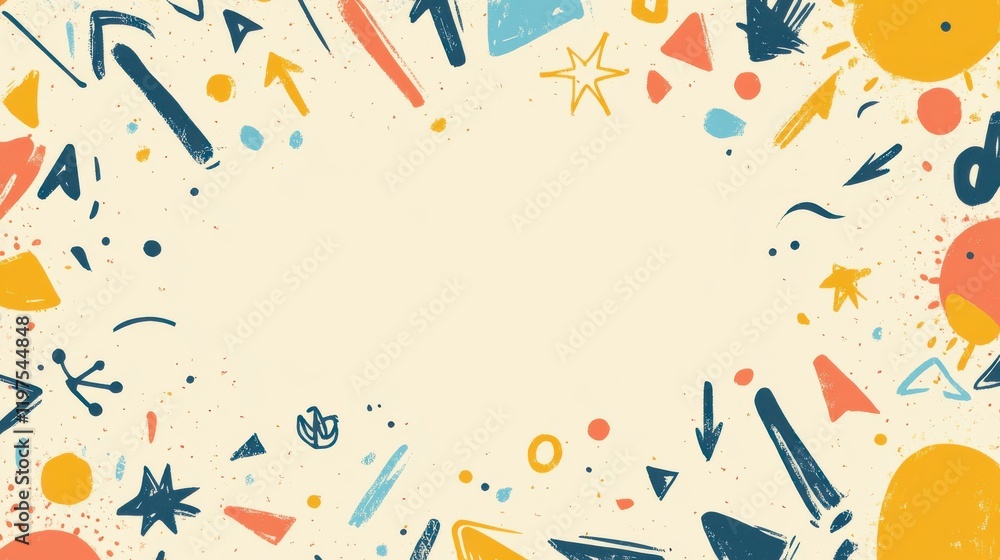 Poster colorful abstract geometric shapes background with copy space for text