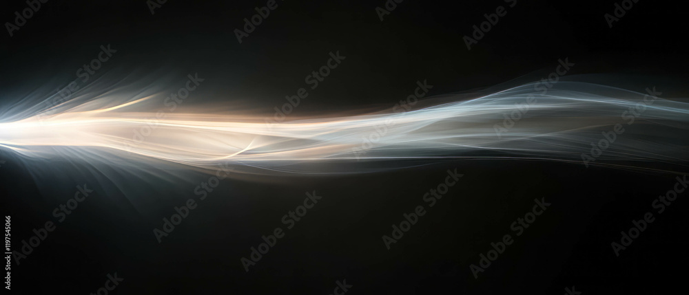 Poster Mysterious light beams refracting through fog against a dark background
