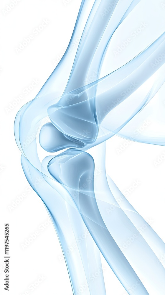 Poster close-up view of a knee joint 3d rendering, perfect for educational materials with space for text an