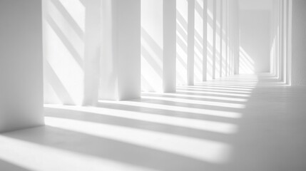 Fototapeta premium Bright Minimalist Interior with Light and Shadow Patterns