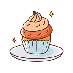 cupcake on plate icon, cupcake on plate vector illustration-simple illustration of cupcake on plate, perfect for cupcake on plate logos and themed design 
