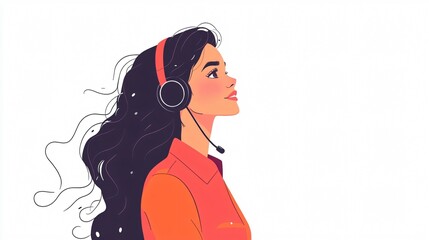 Professional Female Operator in Call Center Service Business with Headset