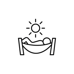 Person relaxing on hammock icon Flat fill set collection
