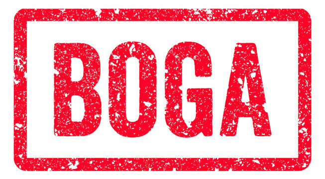 Boga Stamp Transparent Seal, Red Grunge Boga Word Rubber Stamp Seal