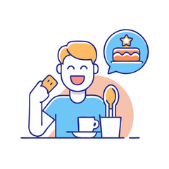 happy customer eating icon, happy customer eating vector illustration-simple illustration of happy customer eating, perfect for happy customer eating logos and themed design 