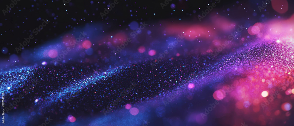 Poster magical dust particles create a captivating and enchanting atmosphere against a dark background