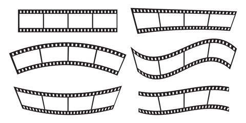 Fototapeta premium Curved film strip icon.Roll of retro film strip on isolated white background. Cinema icon set, Photographic film in retro style.