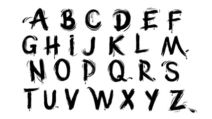 Alphabet font of Halloween letters for print, ABC set in the style of careless brush strokes and drips, handwritten vector dark scary calligraphy, doodle