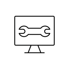 Repairing laptop icon Flat fill set collection