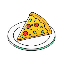 pizza slice on a plate icon, pizza slice on a plate vector illustration-simple illustration of pizza slice on a plate, perfect for pizza slice on a plate logos and themed design 