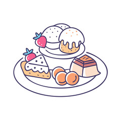 plate of desserts icon, plate of desserts vector illustration-simple illustration of plate of desserts, perfect for plate of desserts logos and themed design 