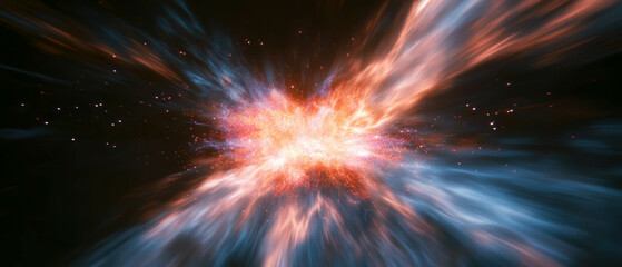 Colorful burst of magical energy creating a powerful explosion in dark surroundings